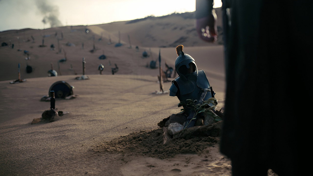 Christopher Nolan's The Odyssey official backdrop featuring epic landscape cinematography