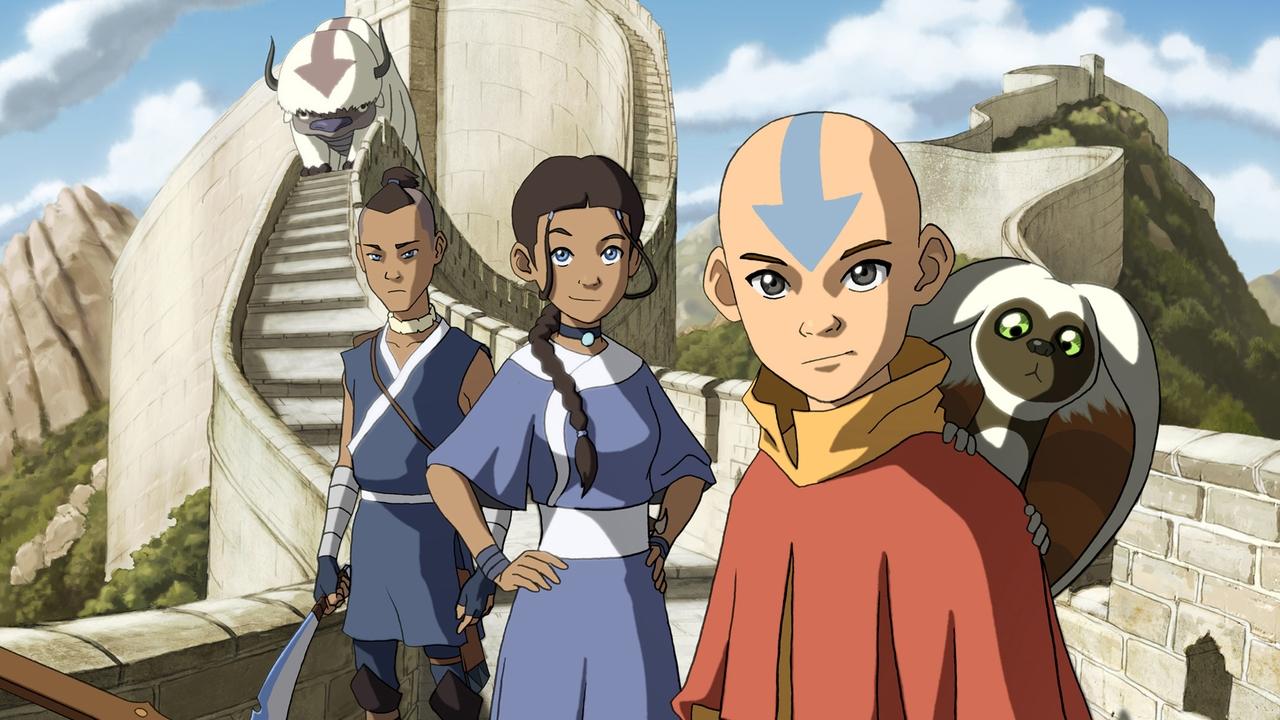 Avatar: The Last Airbender key art showing Aang with the Gaang