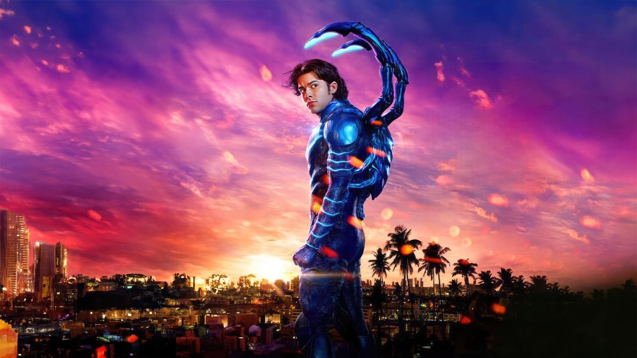 Blue Beetle movie backdrop featuring Jaime Reyes