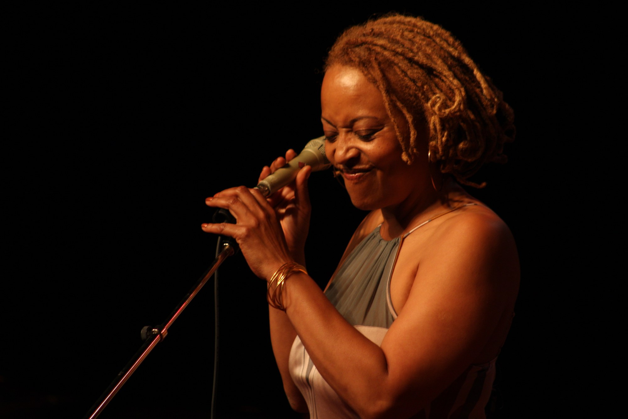 Cassandra Wilson, Grammy-winning jazz vocalist, performing live on stage