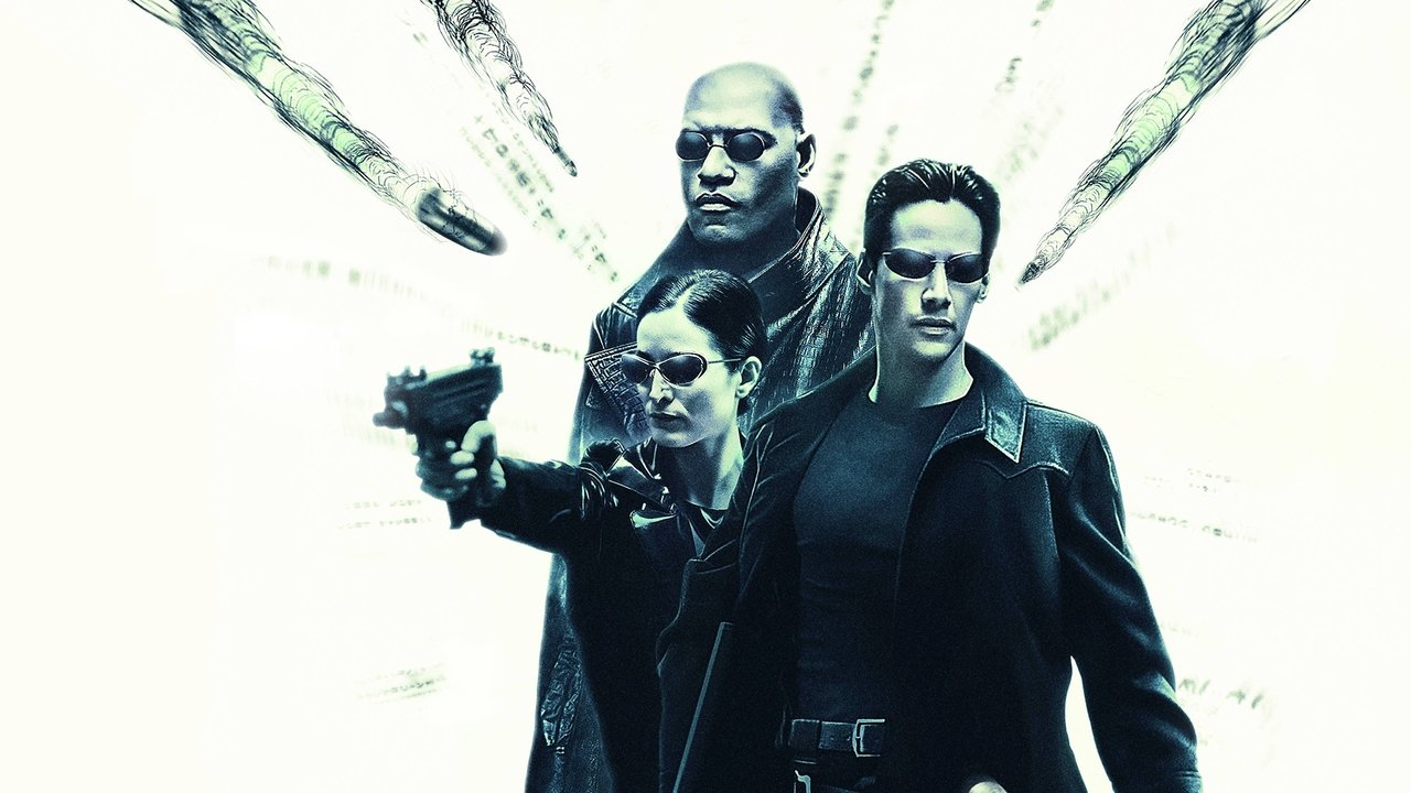 The Matrix green-tinted city backdrop