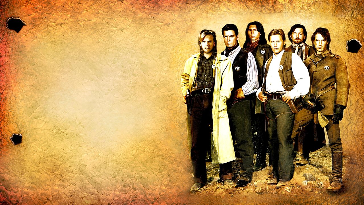 Cast ensemble backdrop of the 1988 Western Young Guns